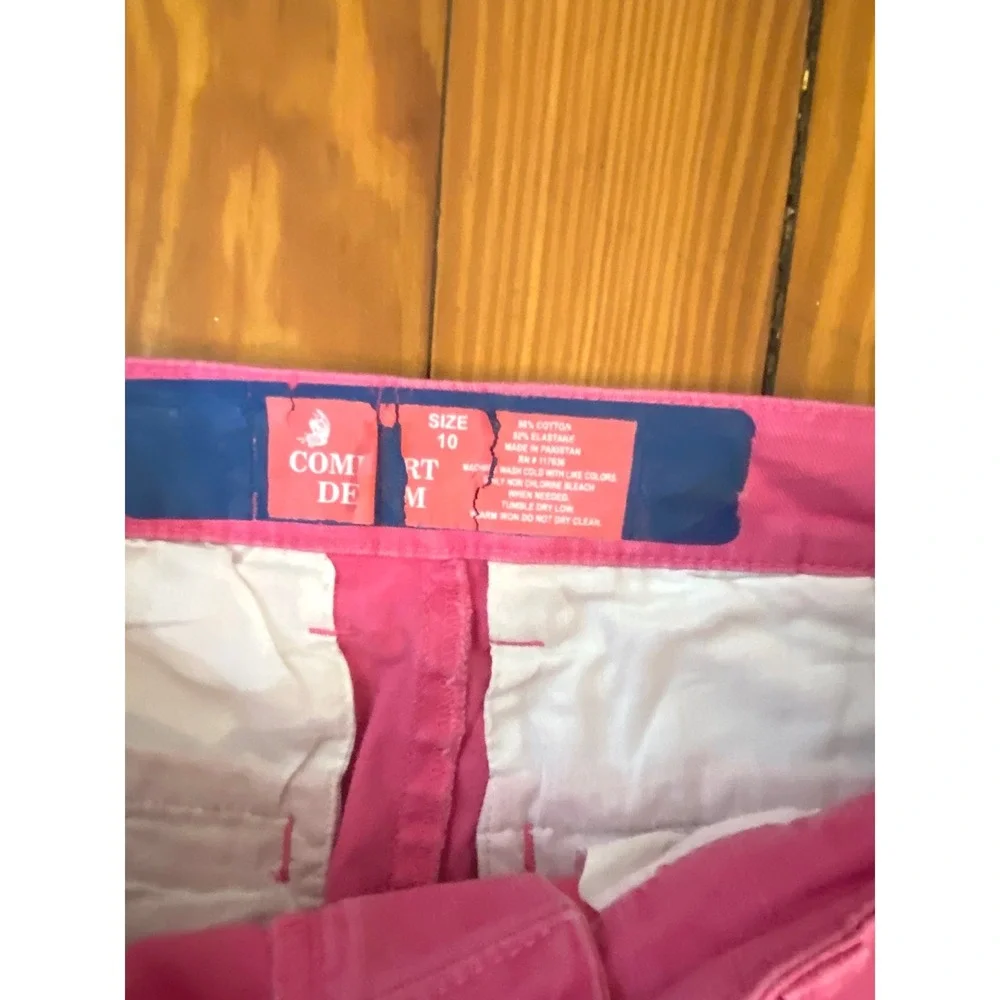 Comfort Denim Pink Cropped Pants‎ Womens Size 10 Capris Mid Rise Stretch New